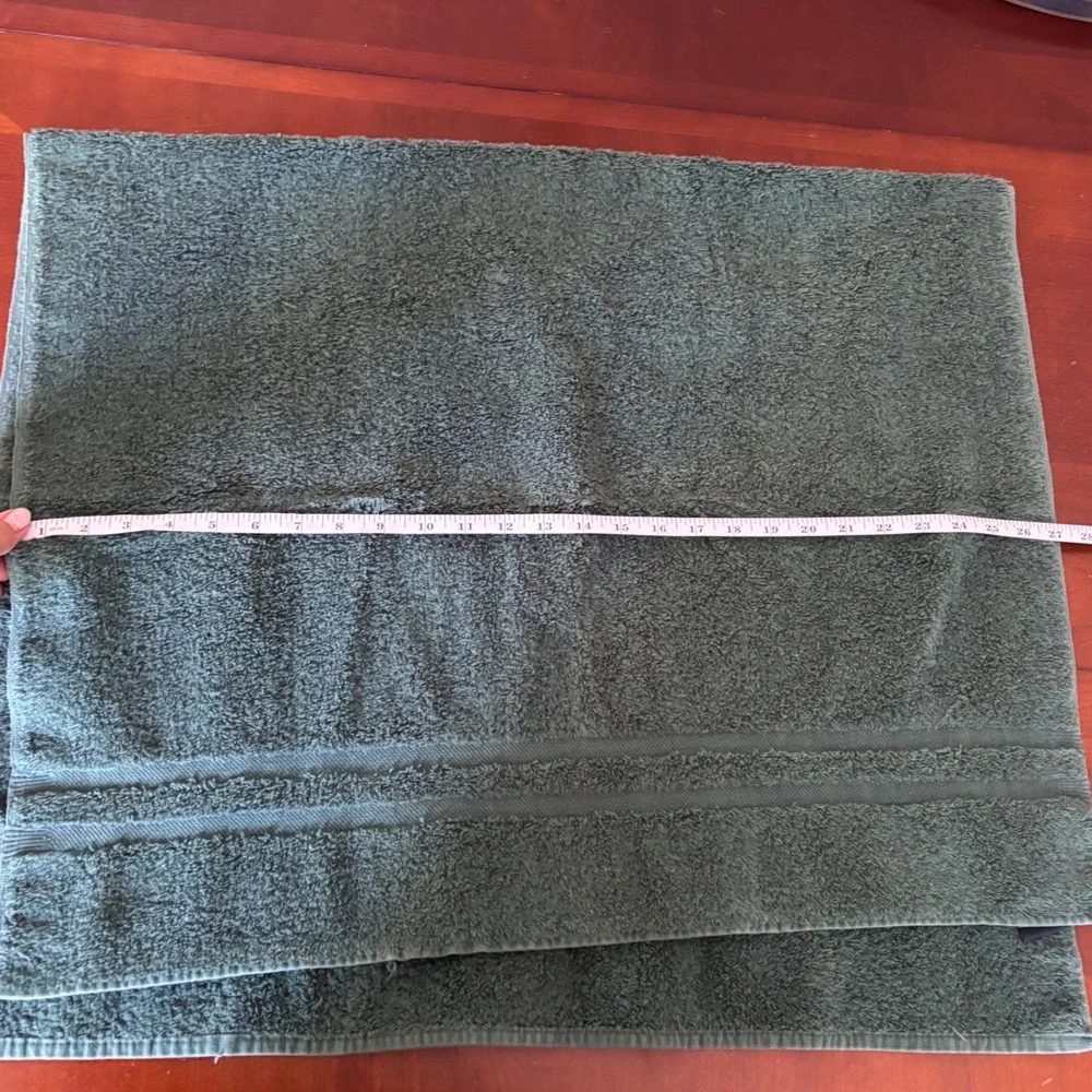 Ralph Lauren Home | Green Cotton Bath Towel | Red Pony Logo | Made in USA 27x47